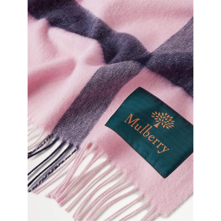 Mulberry Large Check Scarf Lilac Blossom & Meadow Green